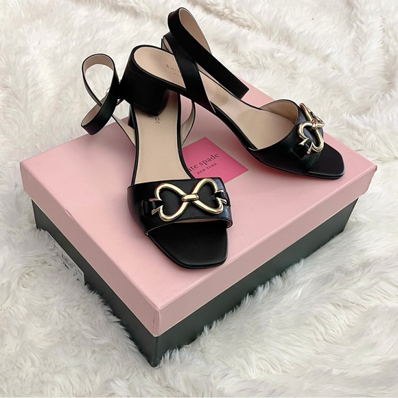 New beautiful Kate Spade New York LAGOON HEART CHAIN women’s SANDAL 9 M black - Picture 4 of 13